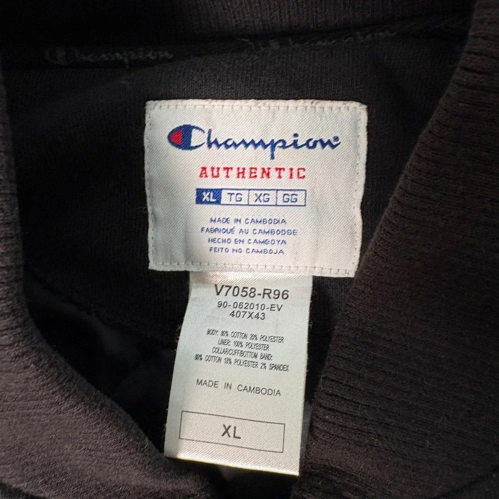 Vintage Style Authentic Champion 1919 Snap Varsity Jacket Black L Y2K